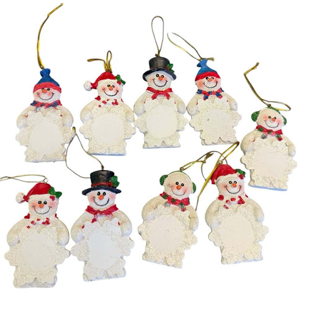 Oriental Trading Resin‎ Snowmen Snowflake Personalizable Ornaments set of 9